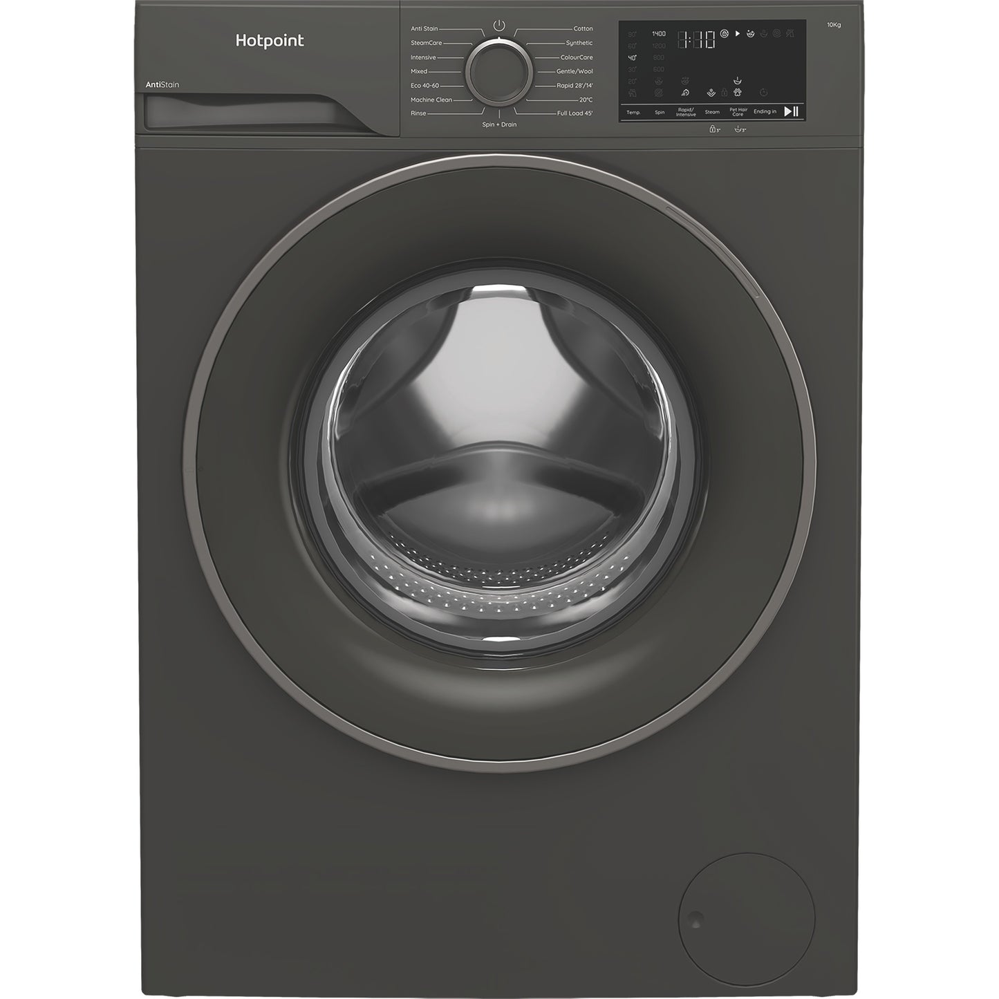 Hotpoint H101GANTISTAIN 10kg 1400 Spin Washing Machine with PetHairCare - Graphite