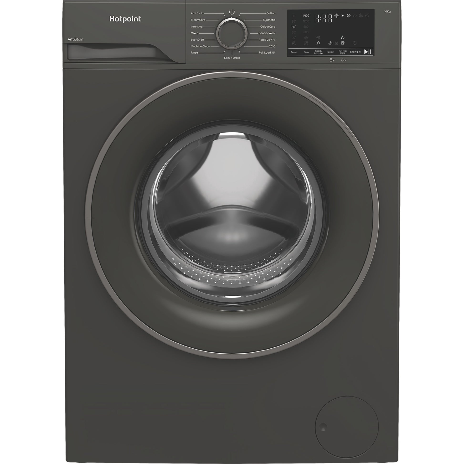 Hotpoint H101GANTISTAIN 10kg 1400 Spin Washing Machine with PetHairCare - Graphite