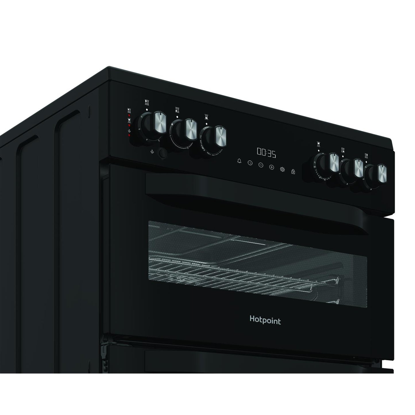 Hotpoint HDE6VDCASB1 50cm Double Oven Electric Cooker with Ceramic Hob - Black
