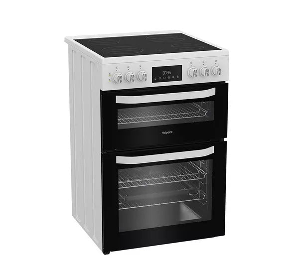Hotpoint HDE6VDW 60cm Double Electric Ceramic Cooker - White