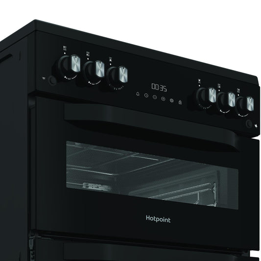 Hotpoint HDG6GDCB1 60cm Double Oven Gas Cooker with Gas Hob - Black