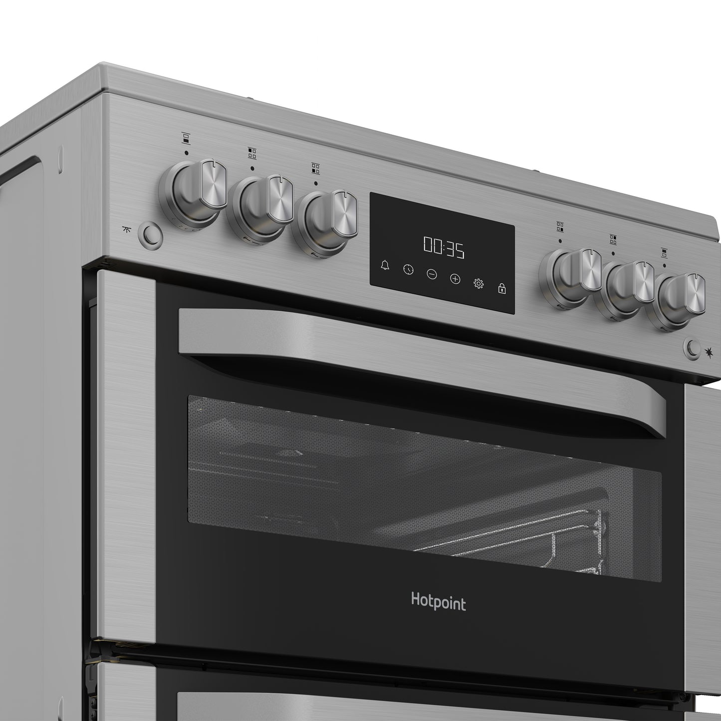 Hotpoint HDG6GDCX 60cm Double Oven Gas Cooker with Gas Hob - Stainless Steel