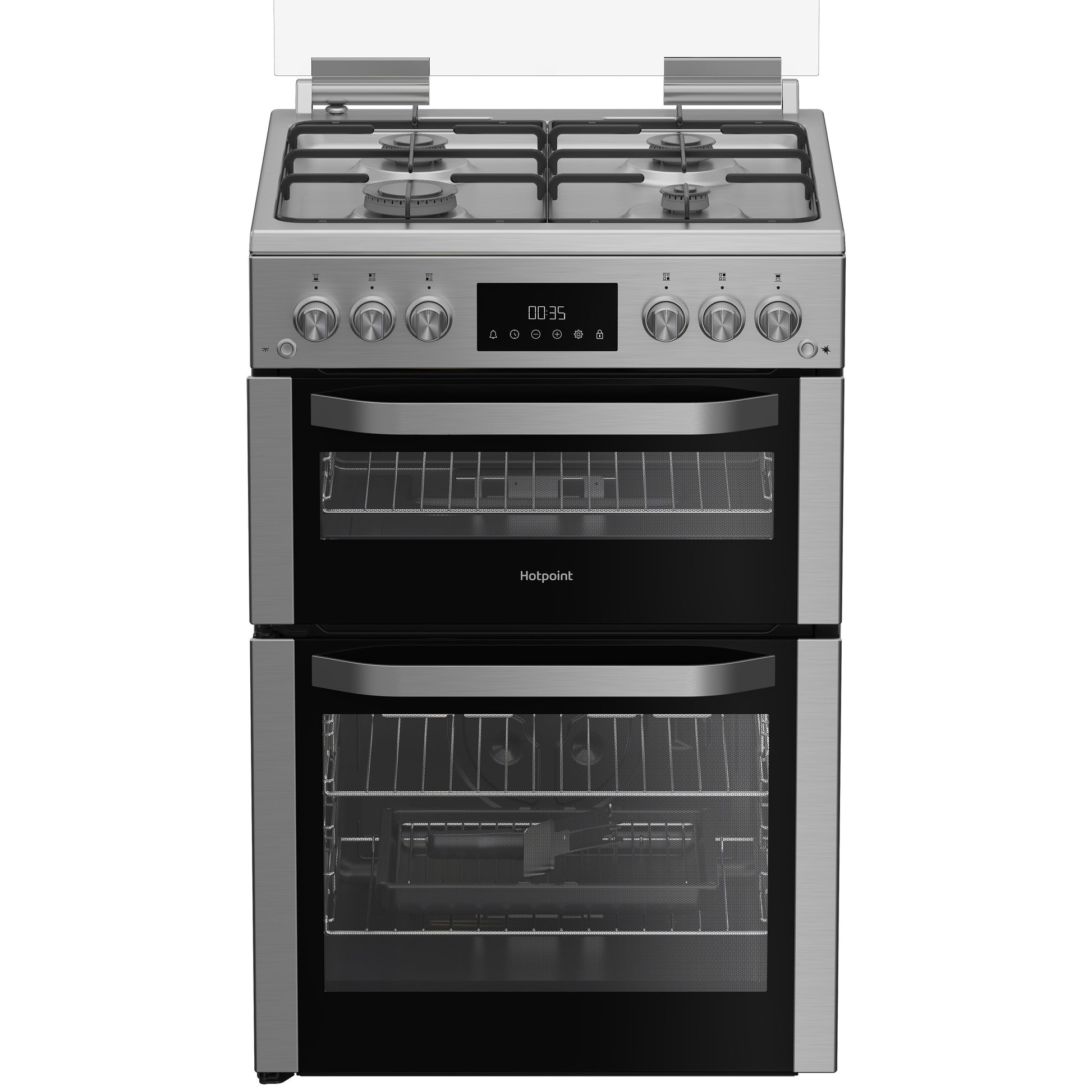 Hotpoint HDG6GDCX 60cm Double Oven Gas Cooker with Gas Hob - Stainless Steel