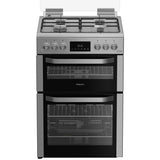 Hotpoint HDG6GDCX 60cm Double Oven Gas Cooker with Gas Hob - Stainless Steel