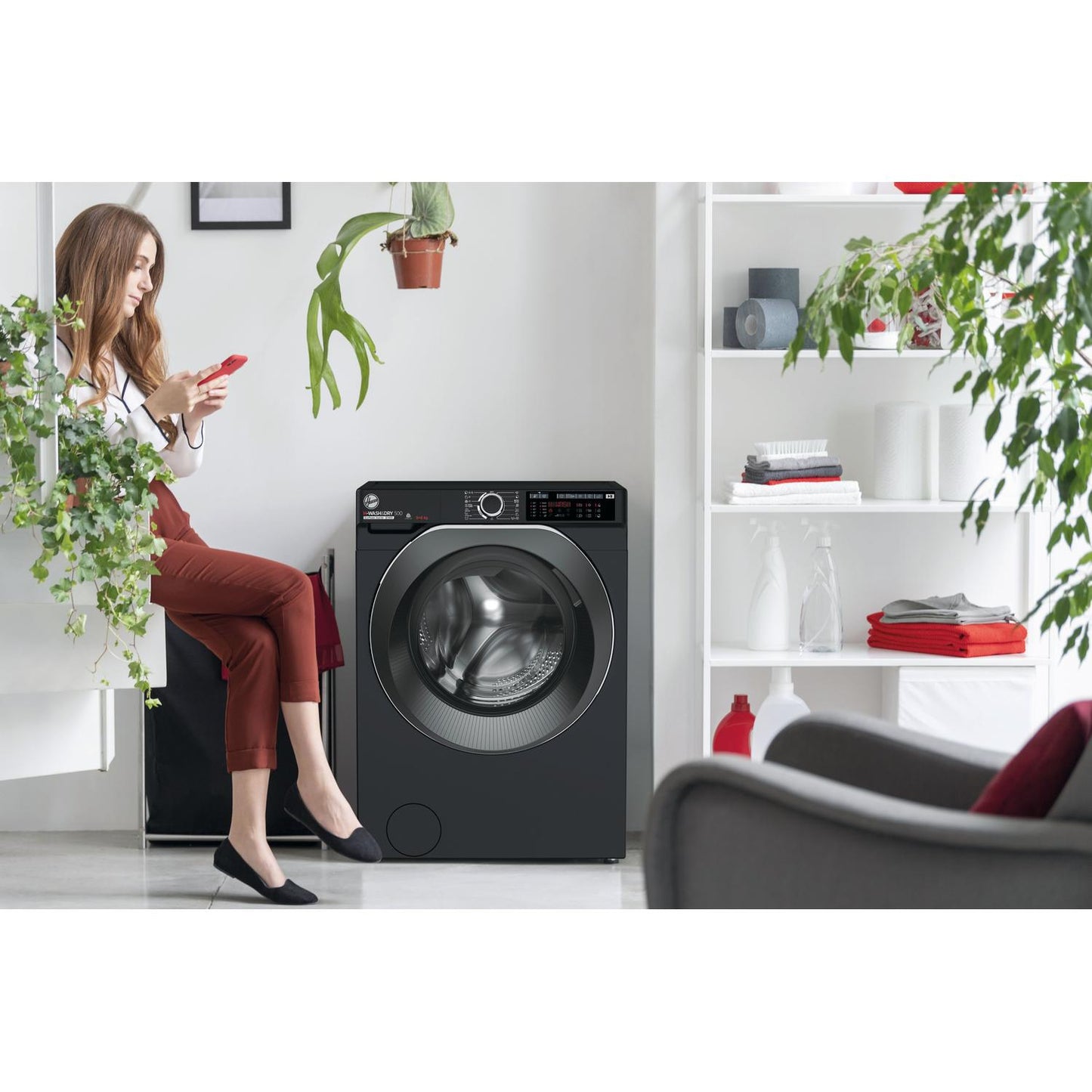 Hoover HD496AMBCB/1-80 9kg/6kg 1400 Spin  Washer Dryer - Black