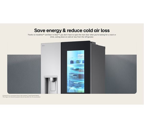 LG GSXE91BSAD Side By Side 91.3cm Non Plumbed - Fridge Freezer - Brushed Steel