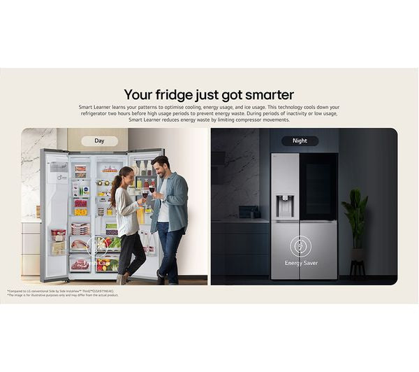 LG GSXE91BSAD Side By Side 91.3cm Non Plumbed - Fridge Freezer - Brushed Steel