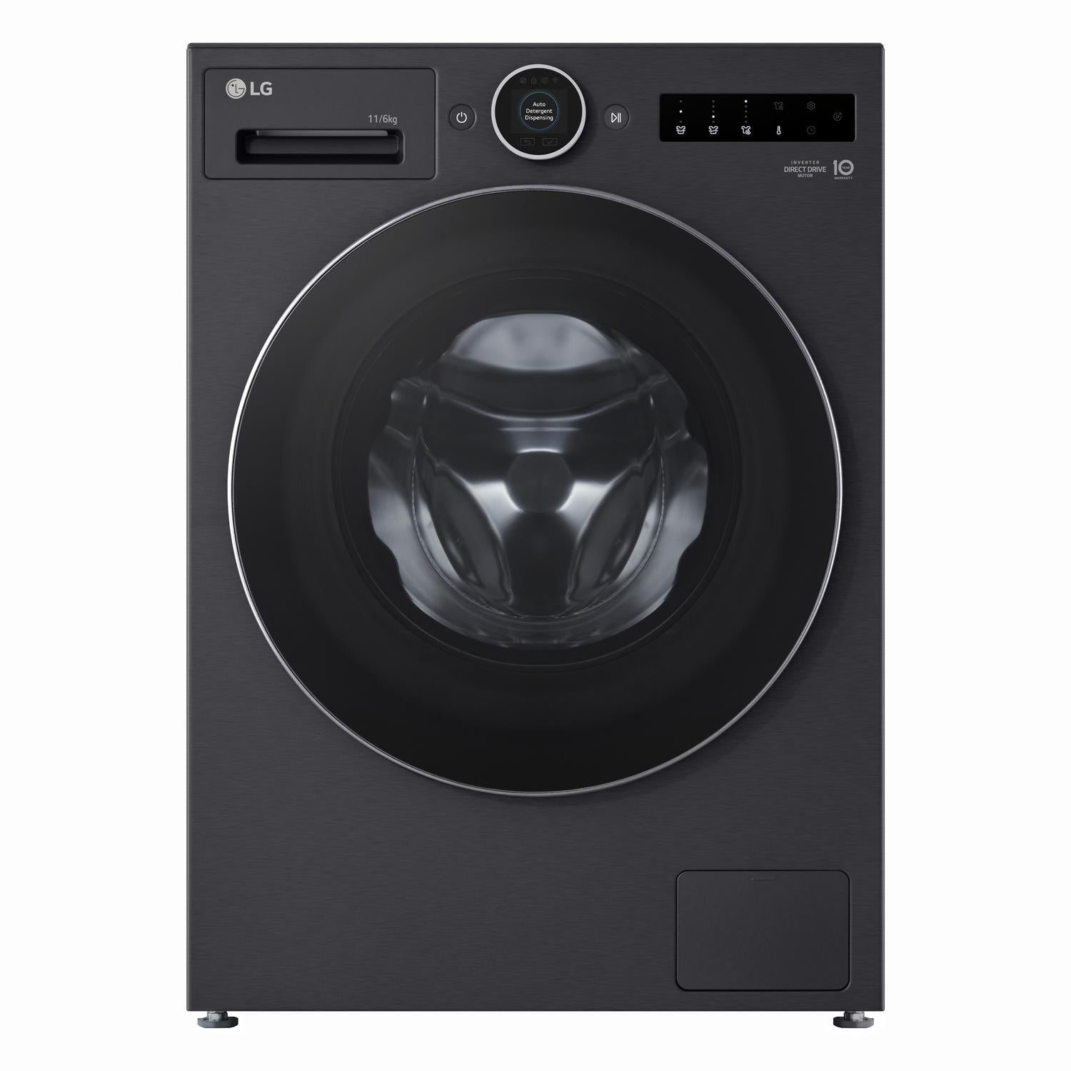 LG Series 10 AI Direct Drive WHX9516TBC - 11 kg Autodose Heat Pump Washer Dryer - Black