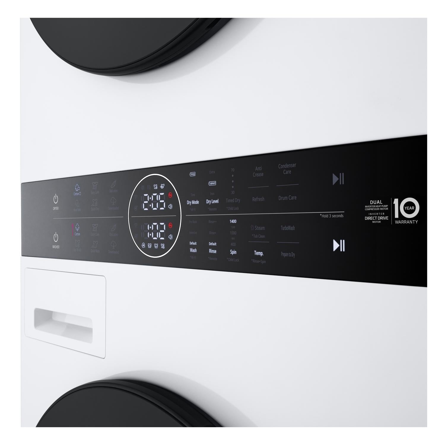 LG WT1210WWF 12kg/10kg 1400 Spin Wash Tower - White