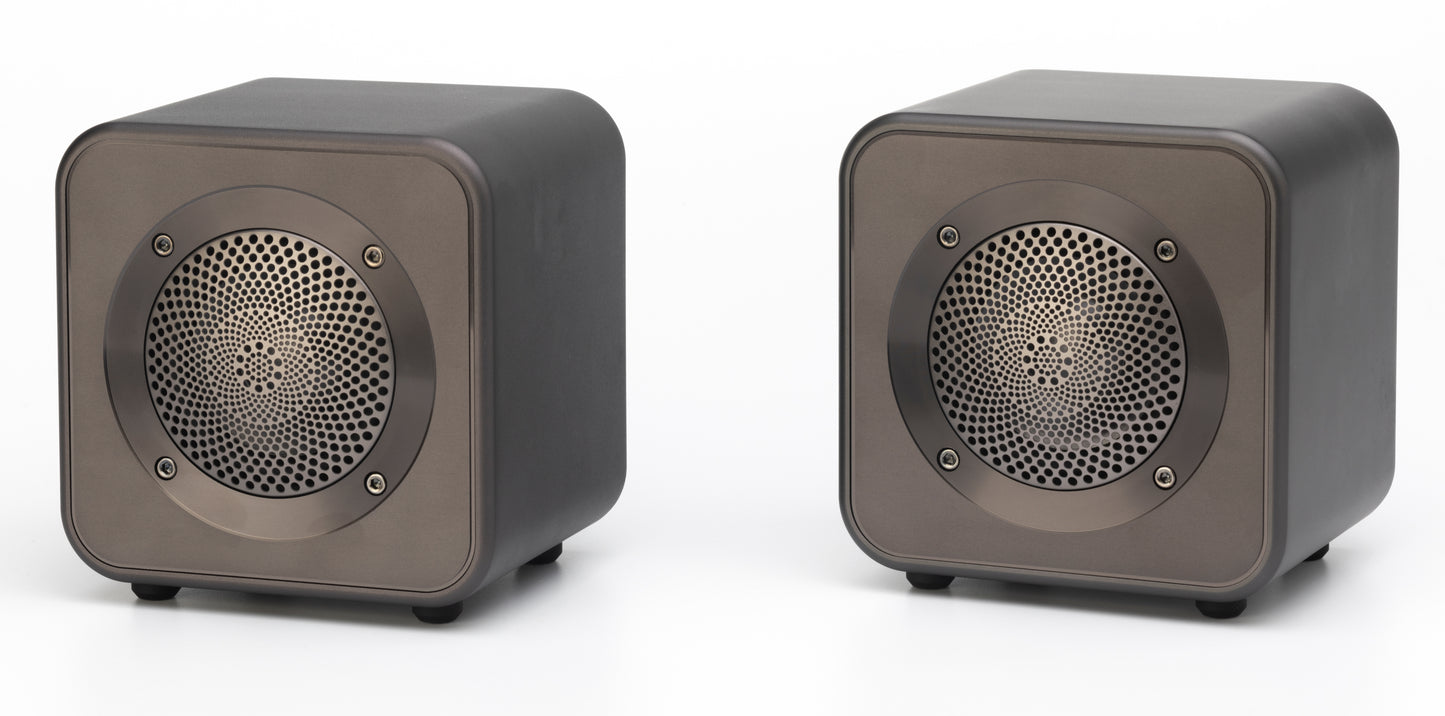 Mitchell Acoustics UStream Go Pair Portable active stereo wireless Speakers - Gun Metal Grey