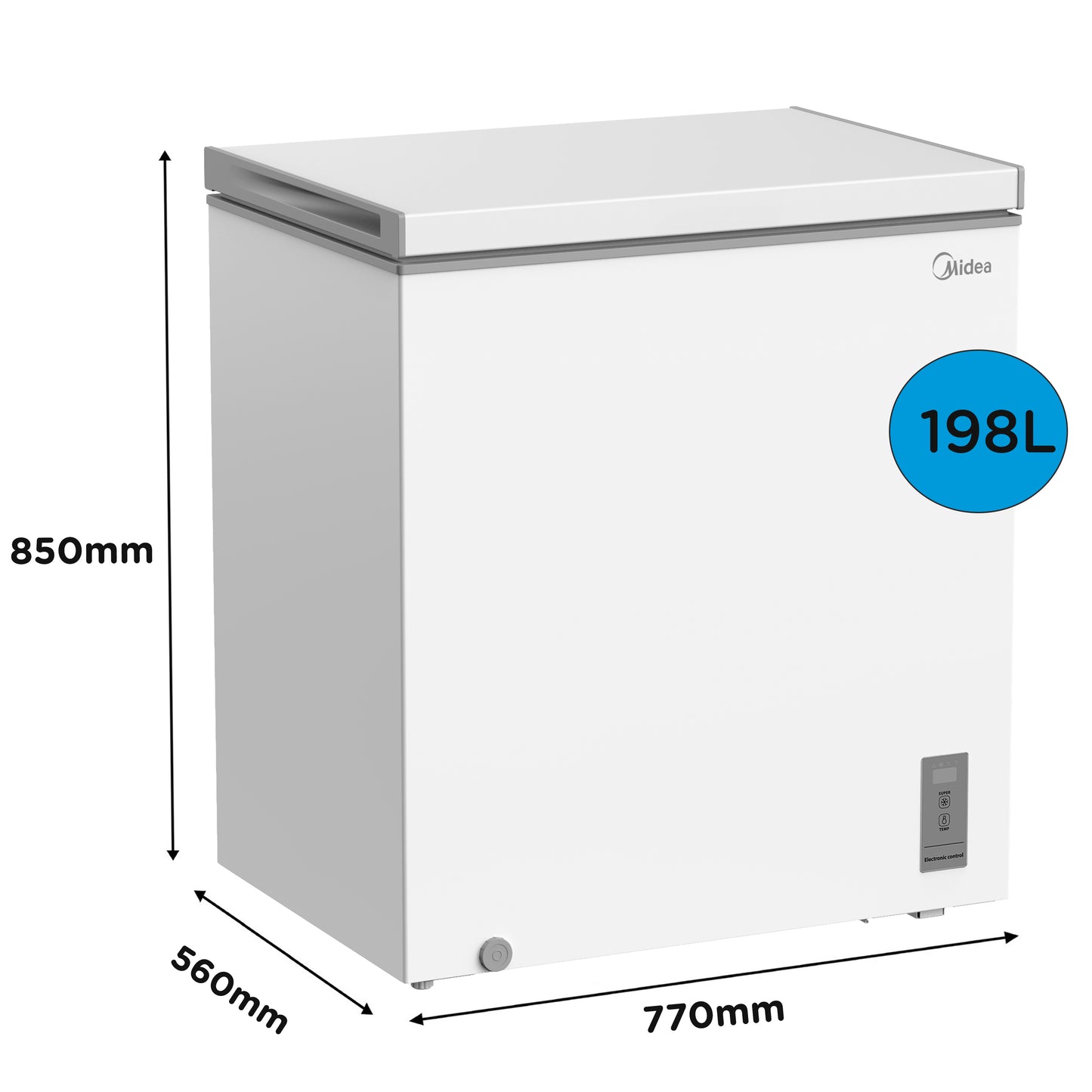 Midea MDRC284FZE01 198 Ltr Static Chest Freezer - White