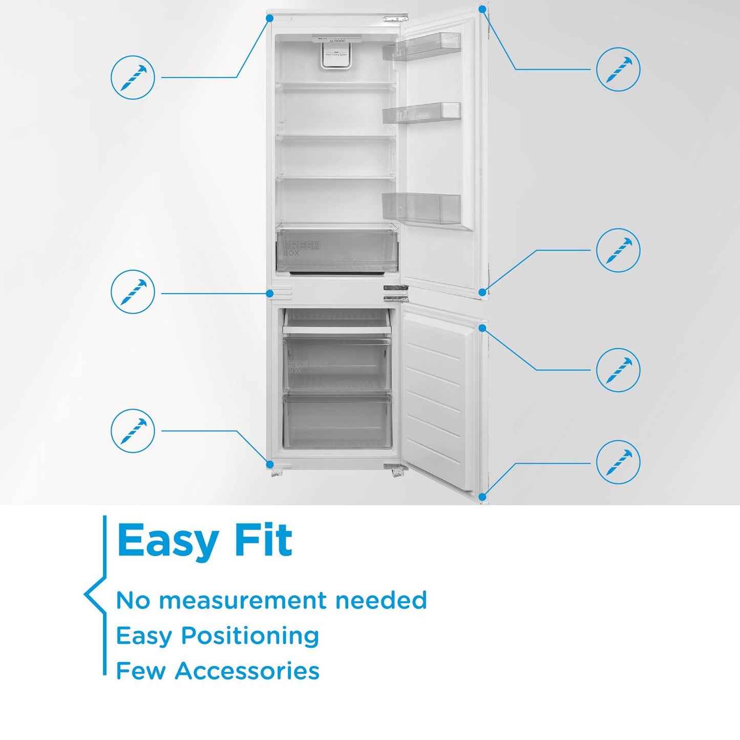 Midea MDRE379FGE01D 54cm 70/30 Built In Fridge Freezer - White