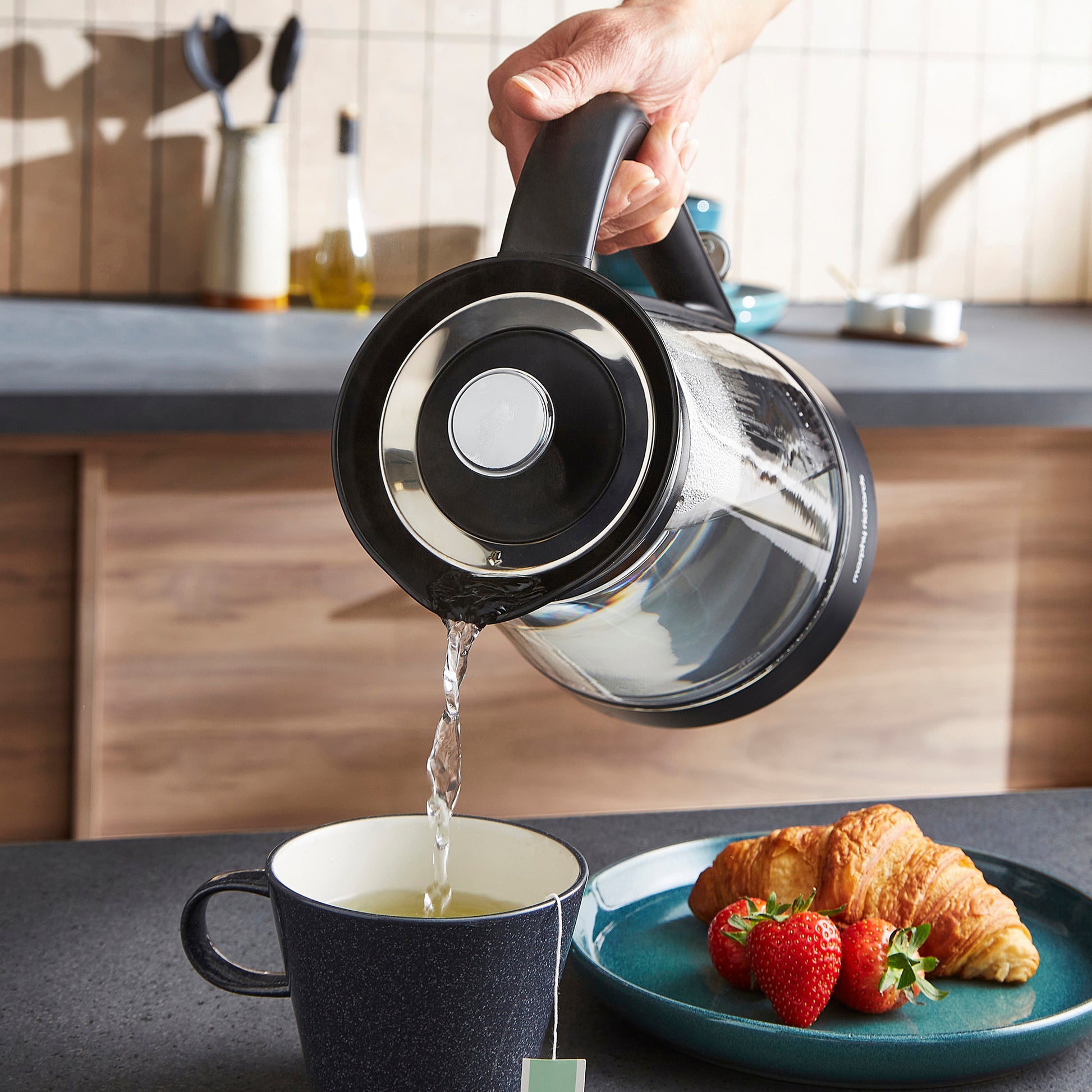 Morphy Richards 1.7 Litres Glass Jug Kettle - Black/Chrome/Clear