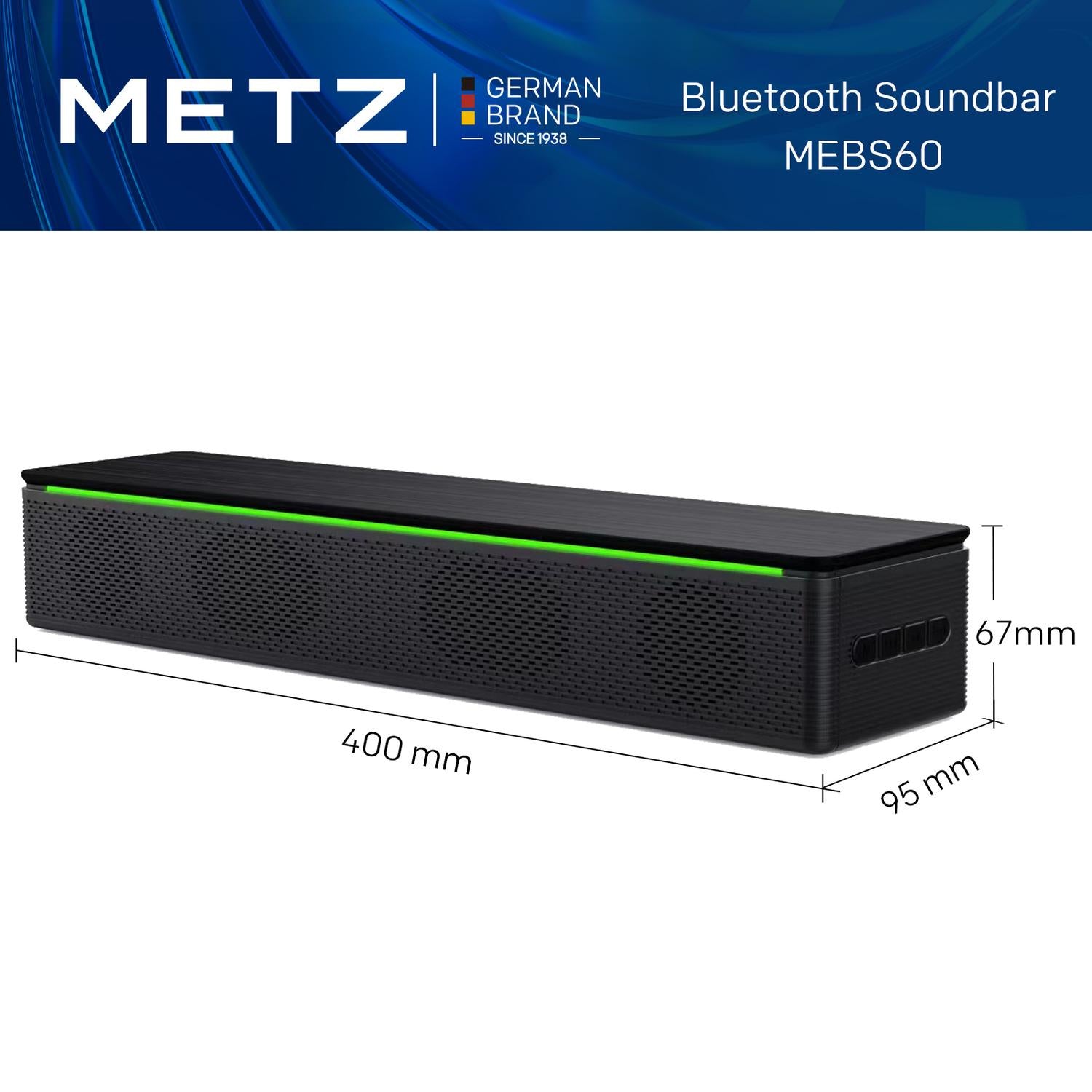 METZ MEBS60 Wireless Portable Bluetooth Speaker - Black