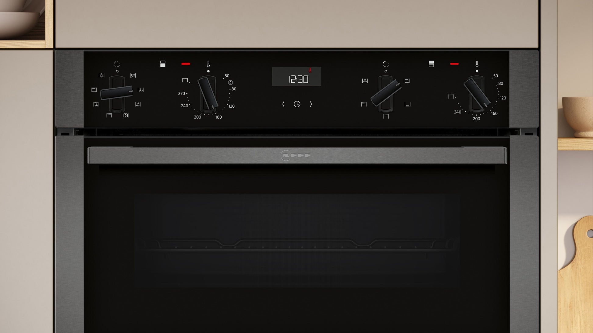 Neff U1ACE2AG3B 59.4cm Built In Electric Double Oven - Graphite Grey
