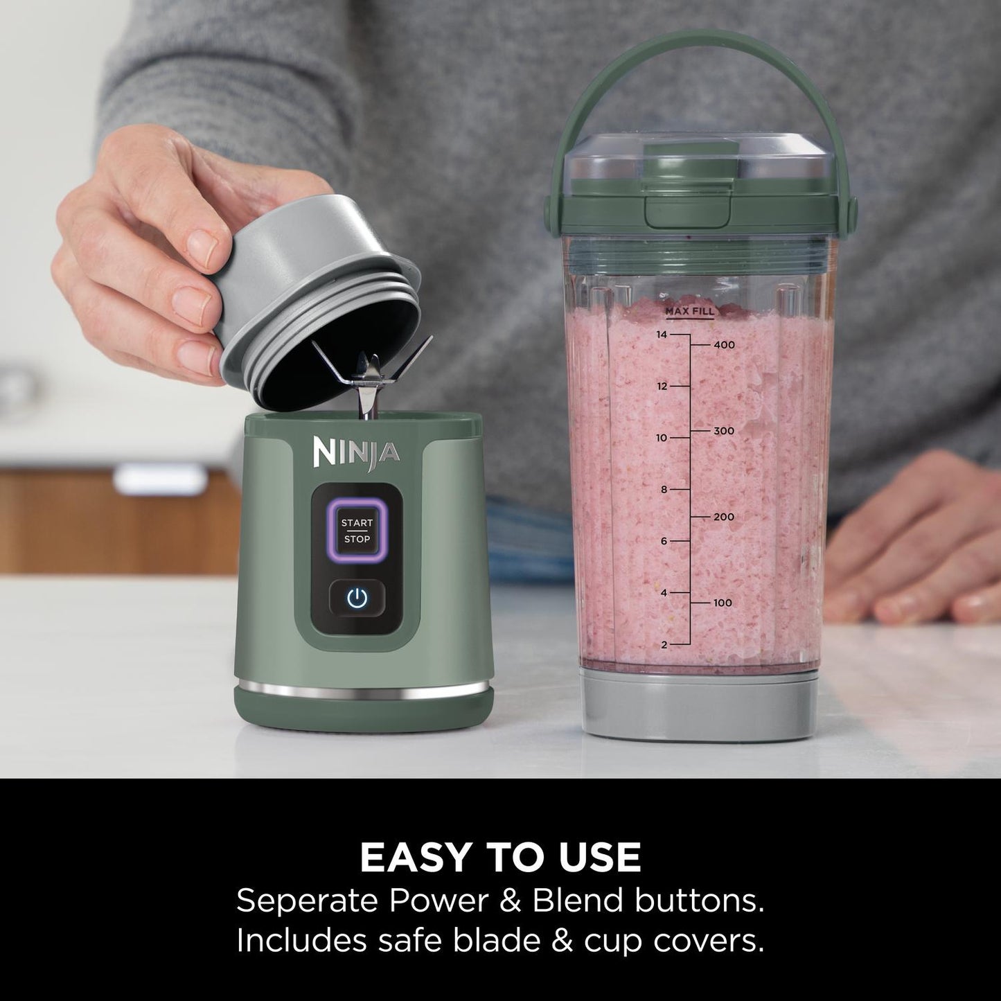 Ninja BC151UKEM Cordless Portable Motorised/Compact Blender - Emerald Green