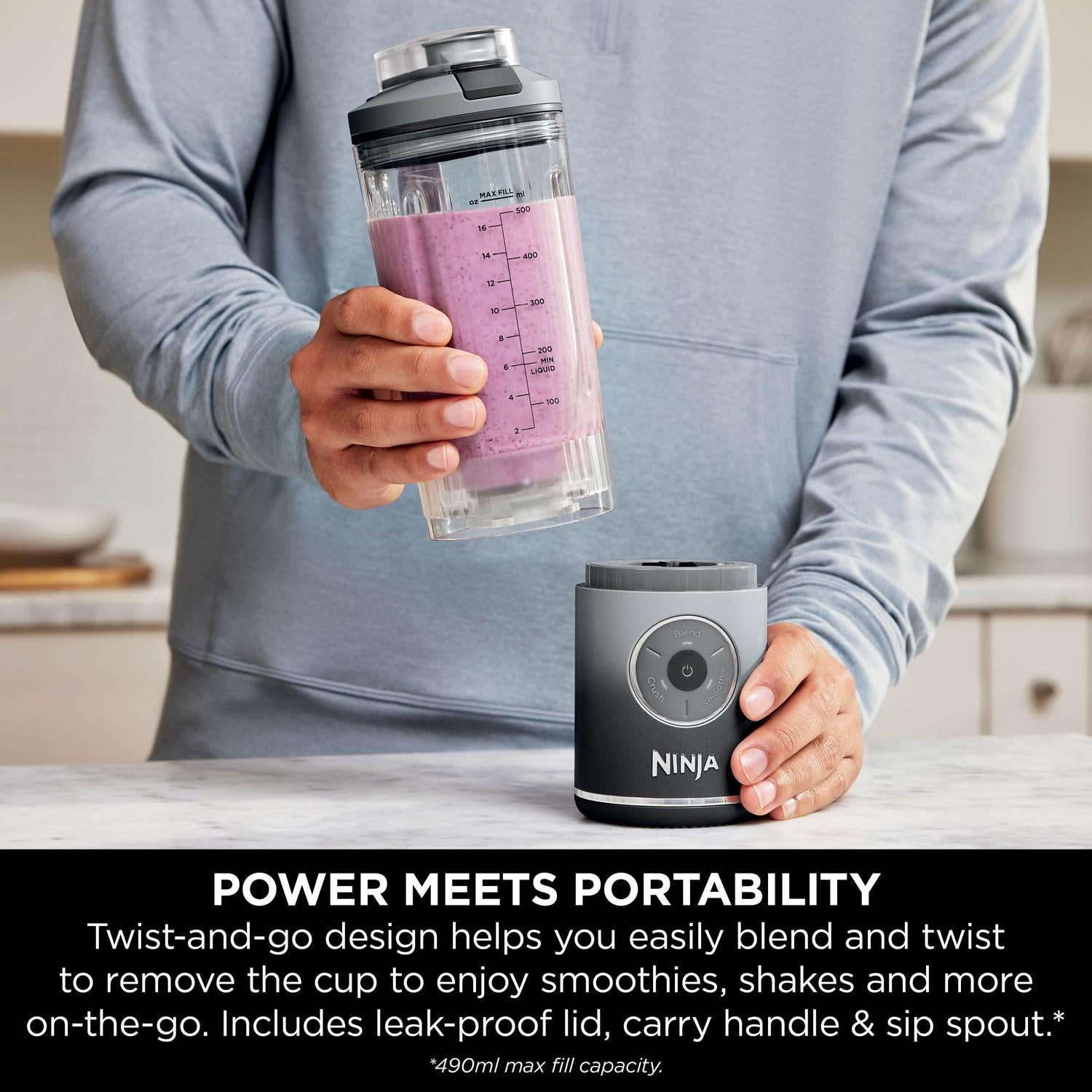 Ninja BC251UKGY Compact Portable Rechargeable Blender - Grey