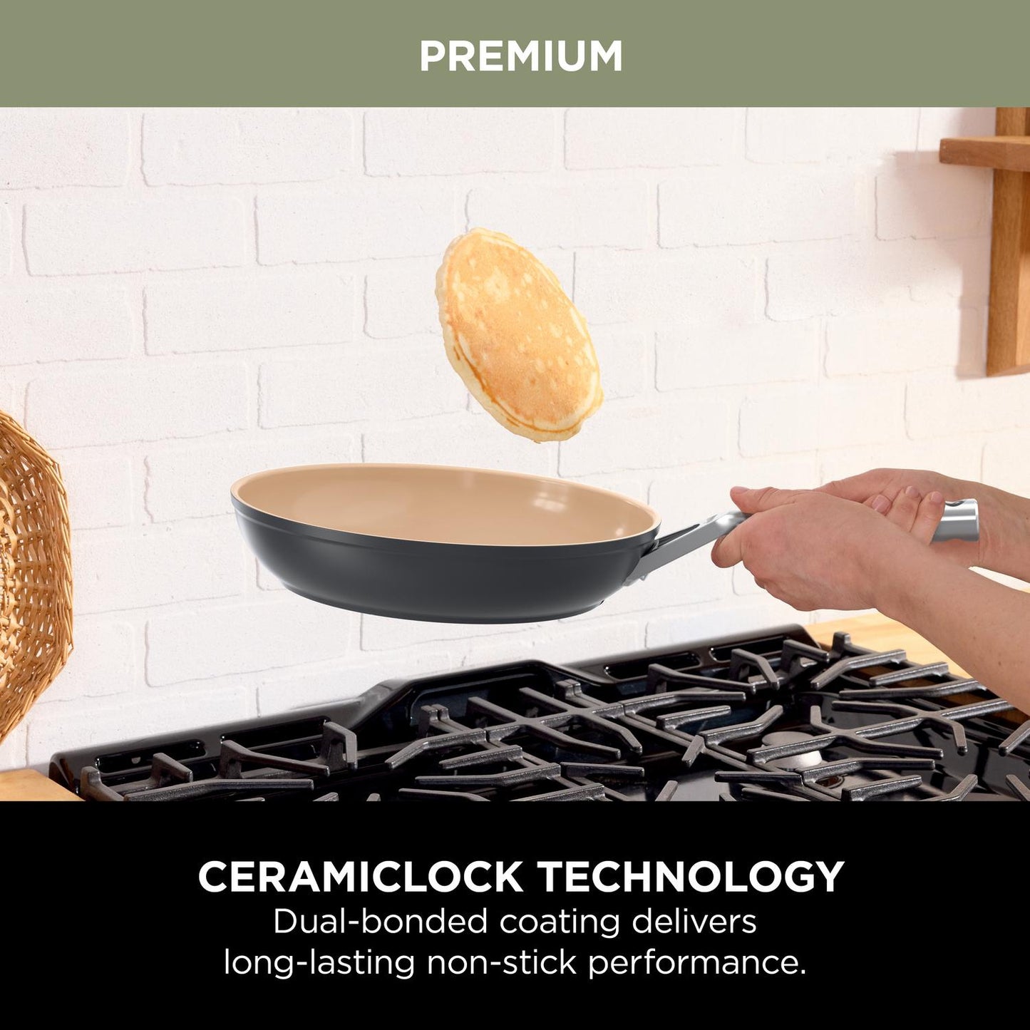 Ninja CW95000UK Ceramic Coated Cookware 5-Piece Set - Apricot & Grey