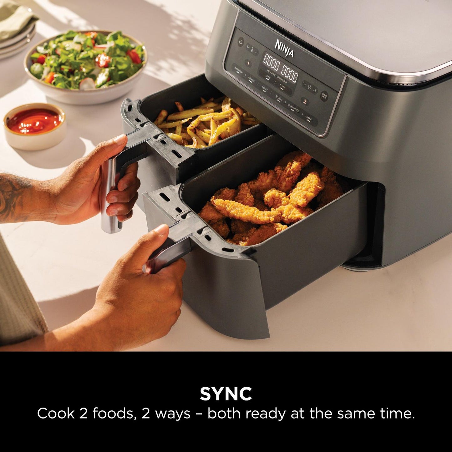 Ninja DZ300UK 7.6 litre 6-in-1 Dual Zone Air Fryer - Gun Metal Grey