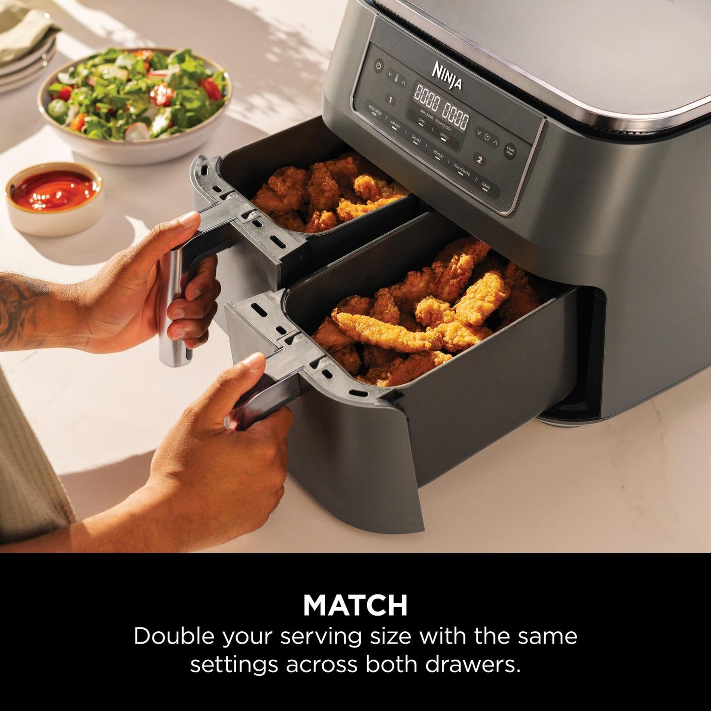 Ninja DZ300UK 7.6 litre 6-in-1 Dual Zone Air Fryer - Gun Metal Grey