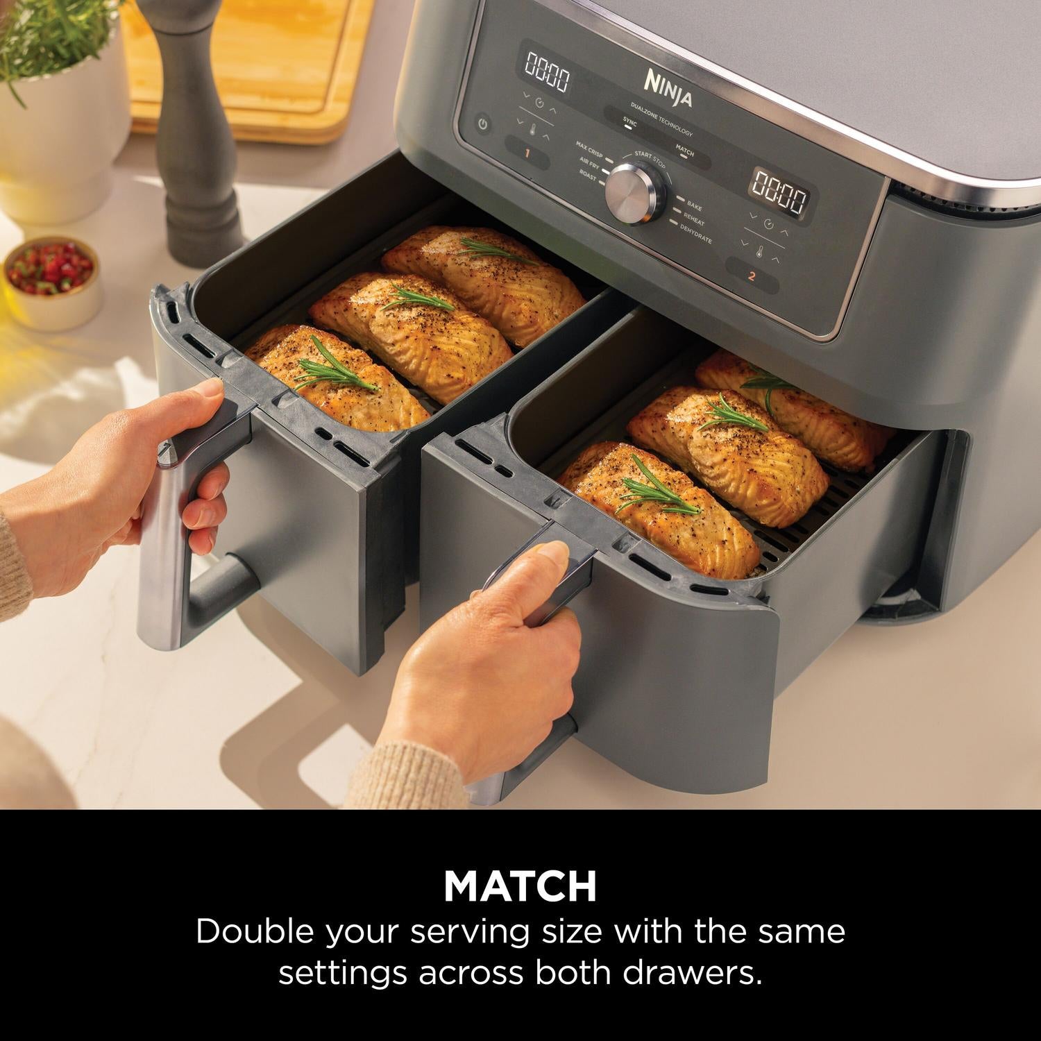 Ninja DZ400UK 9.5 litre MAX 6-in-1 Dual Zone Air Fryer - Gun Metal Grey