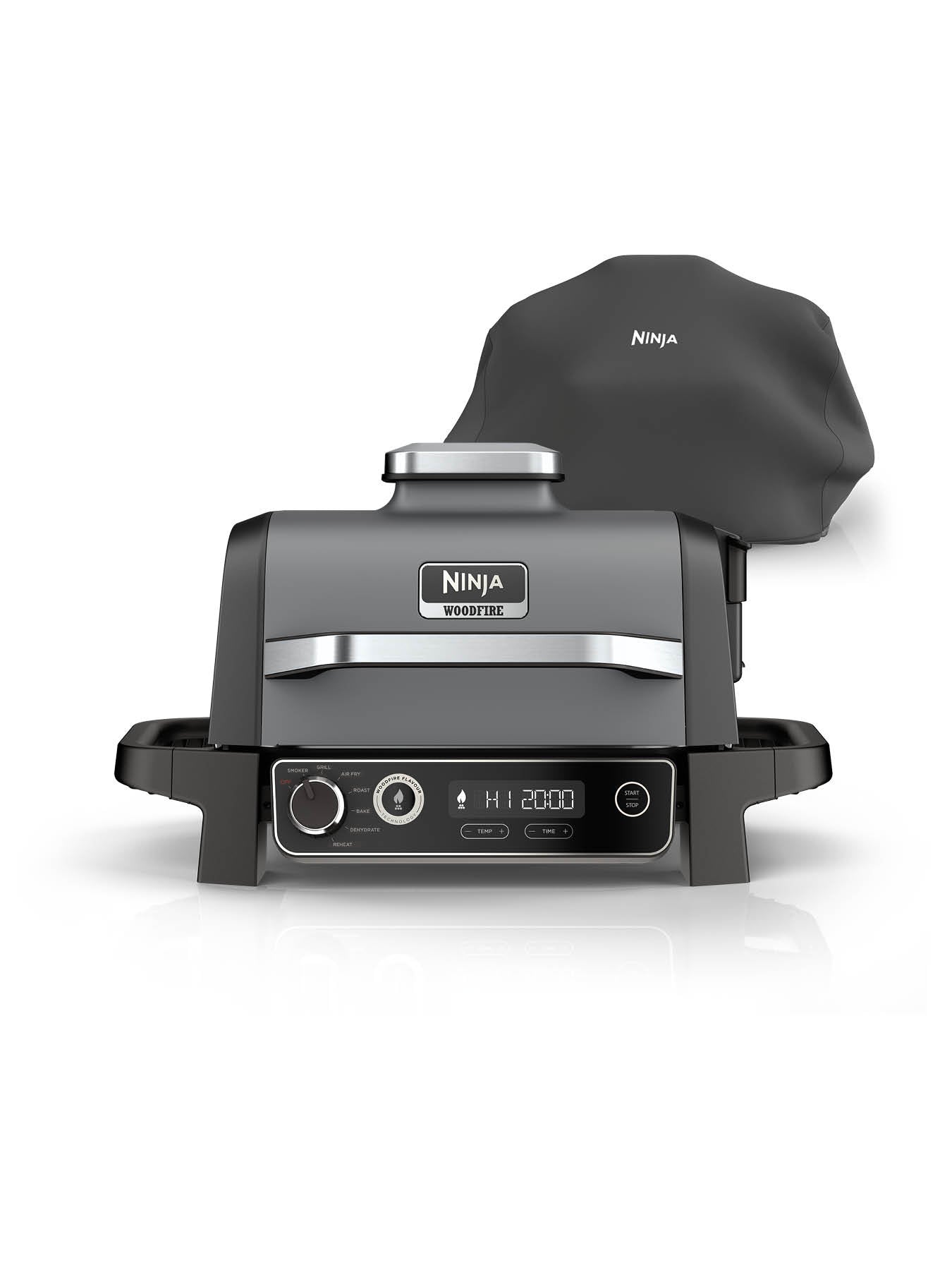 Ninja OG703UK Outdoor Woodfire Electric BBQ Grill & Smoker with Cover - Black