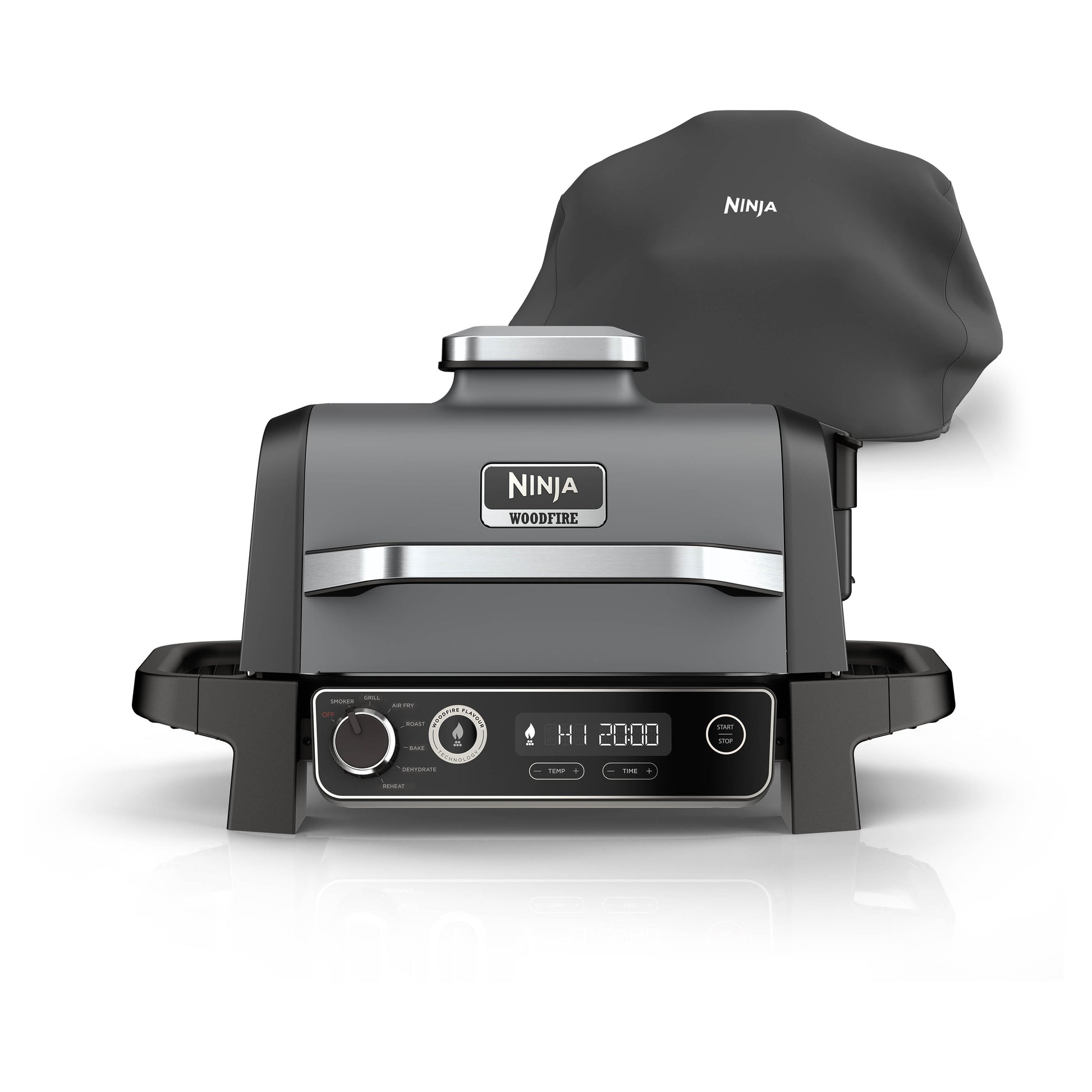 Ninja OG703UK Outdoor Woodfire Electric BBQ Grill & Smoker with Cover - Black
