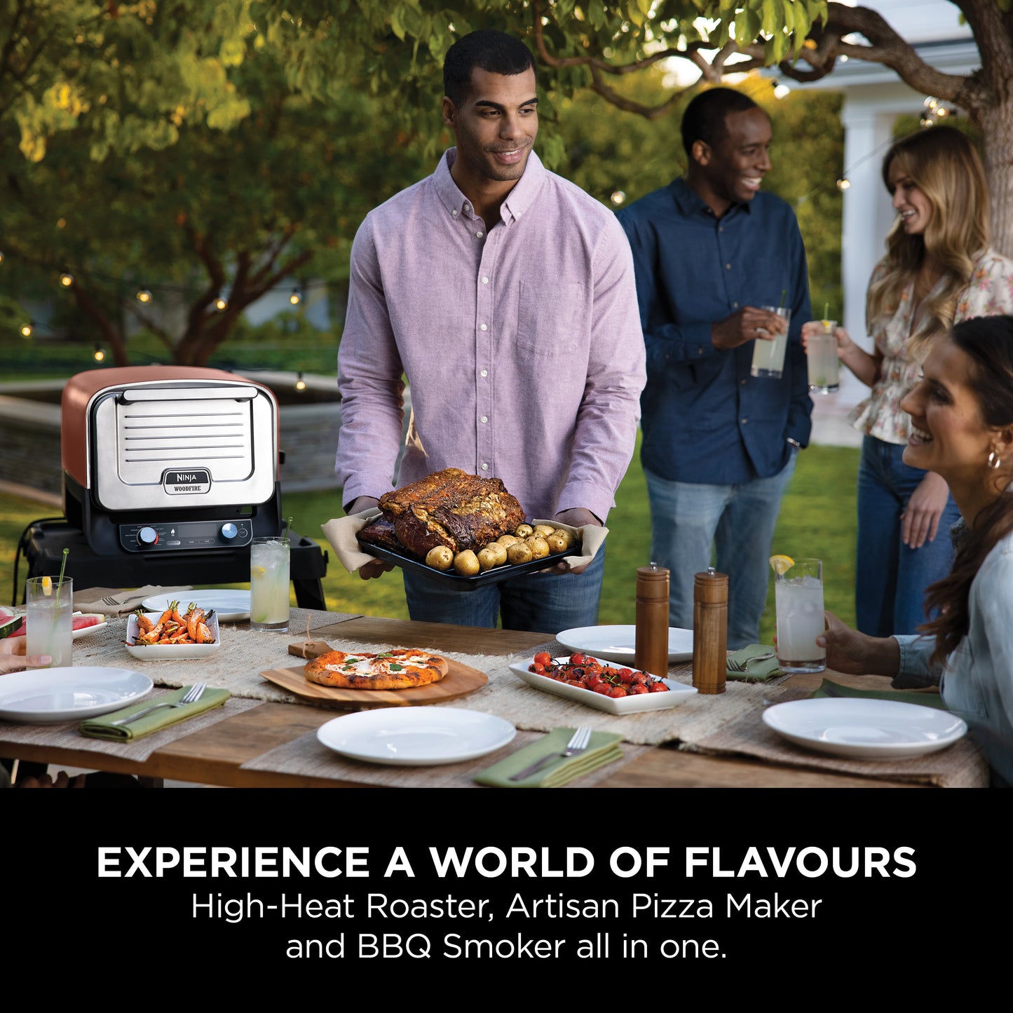 Ninja OO101UK Ninja Woodfire Outdoor Oven- Artisan Pizza Maker and BBQ Smoker - Terracotta/Steel