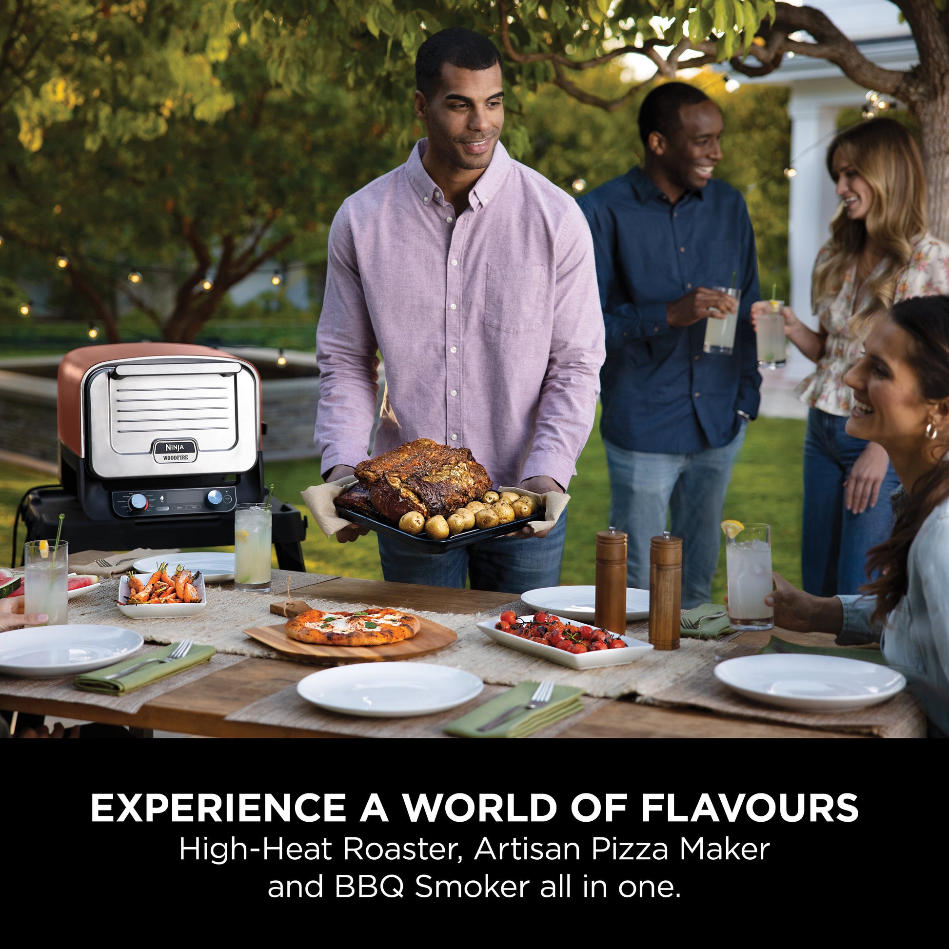 Ninja OO101UK Ninja Woodfire Outdoor Oven- Artisan Pizza Maker and BBQ Smoker - Terracotta/Steel