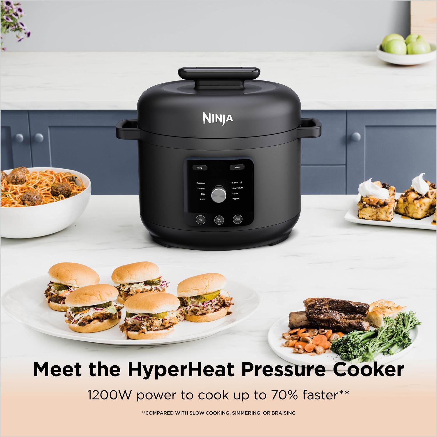 Ninja PC201UK HyperHeat 9-in-1 Pressure & Rice Cooker - Grey/Black
