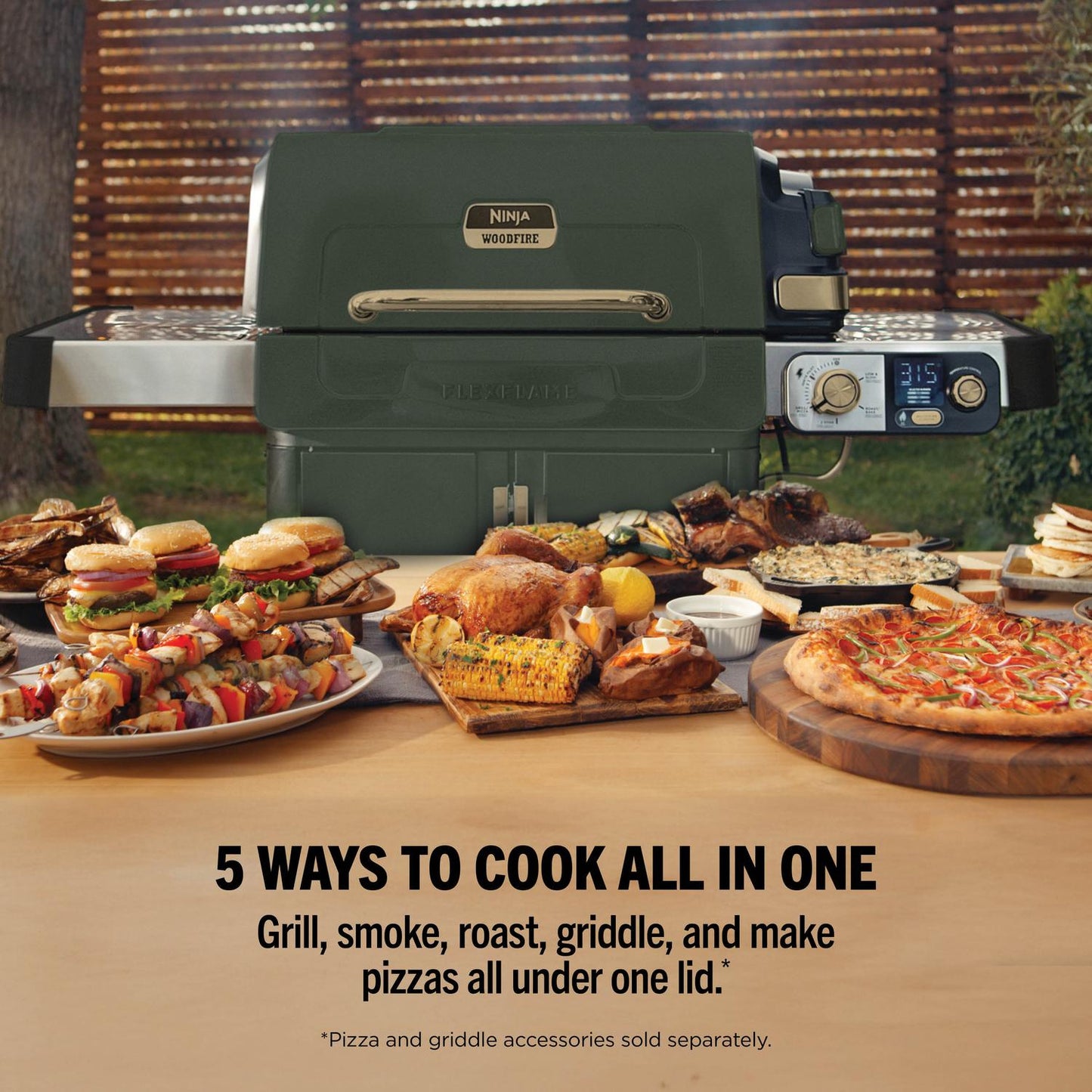 Ninja PG301UKGN FlexFlame Gas BBQ & Outdoor Cooking System - Green