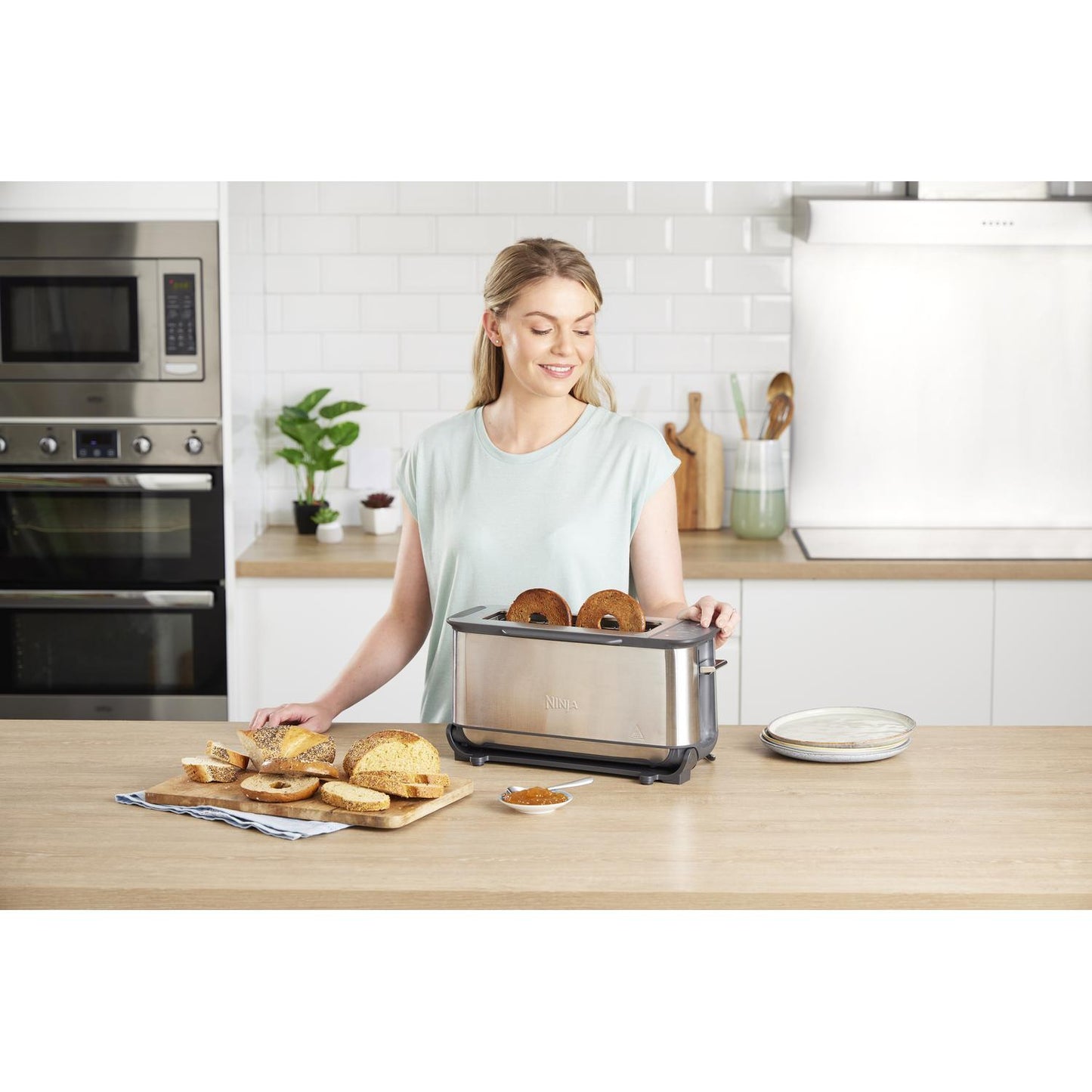 Ninja ST202UK 3-in-1 2 Slice Toaster - Grill and Panini Press - Stainless Steel