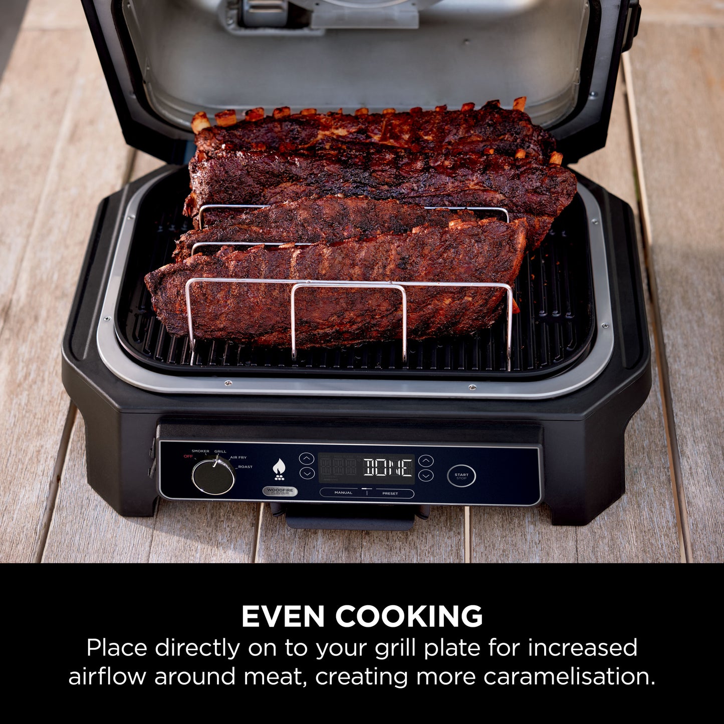 Ninja XSKOGXLRBRKEU Woodfire XL Electric BBQ Rib Rack - Silver