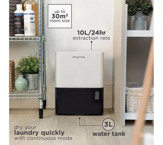 Russell Hobbs RHDH1001 10L Dehumidifier - White & Black