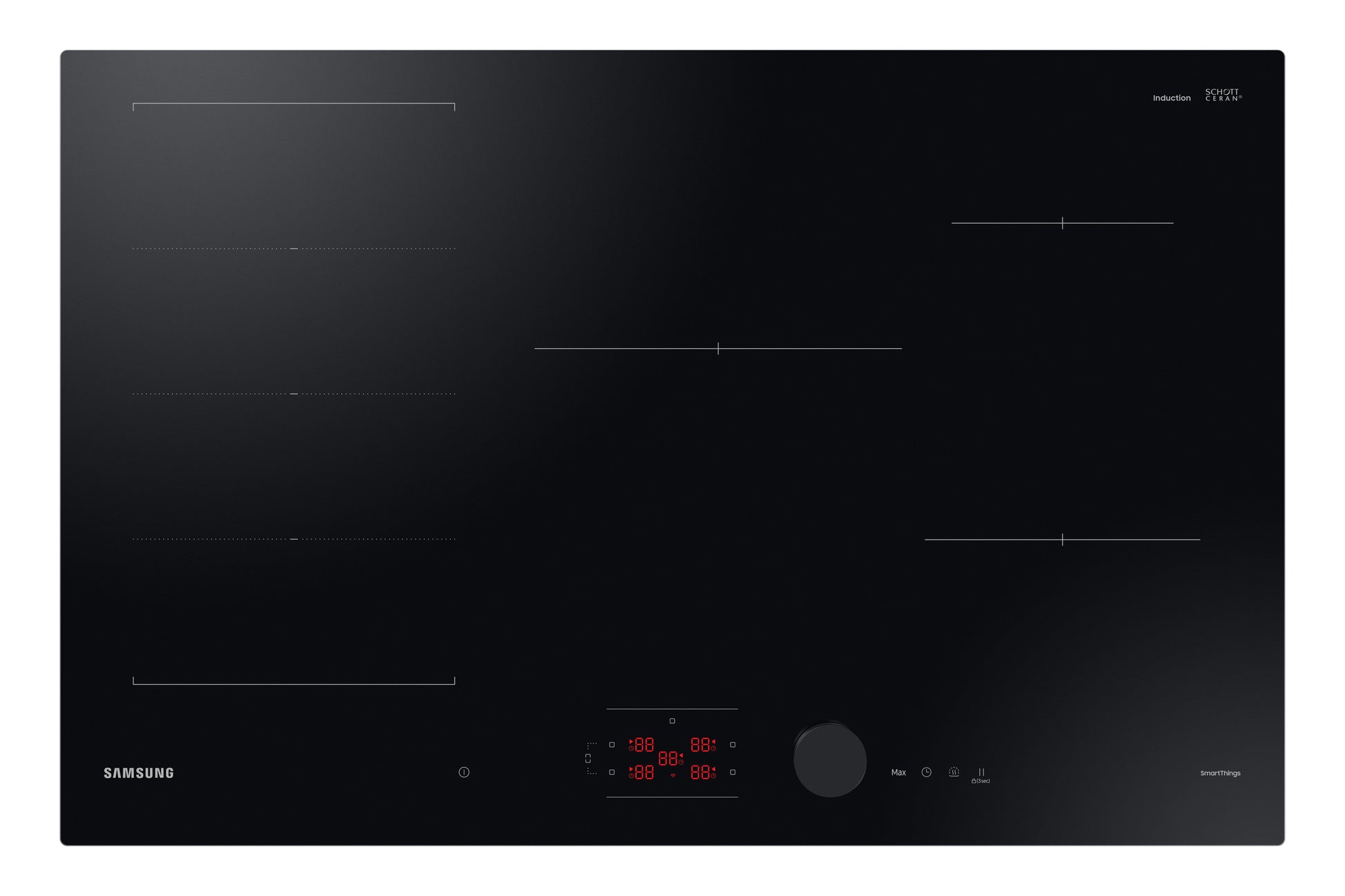 Samsung NZ85C6058FK/U1 Slim Fit 80cm 5 Burner Induction Hob with Flex Zone Plus - Black