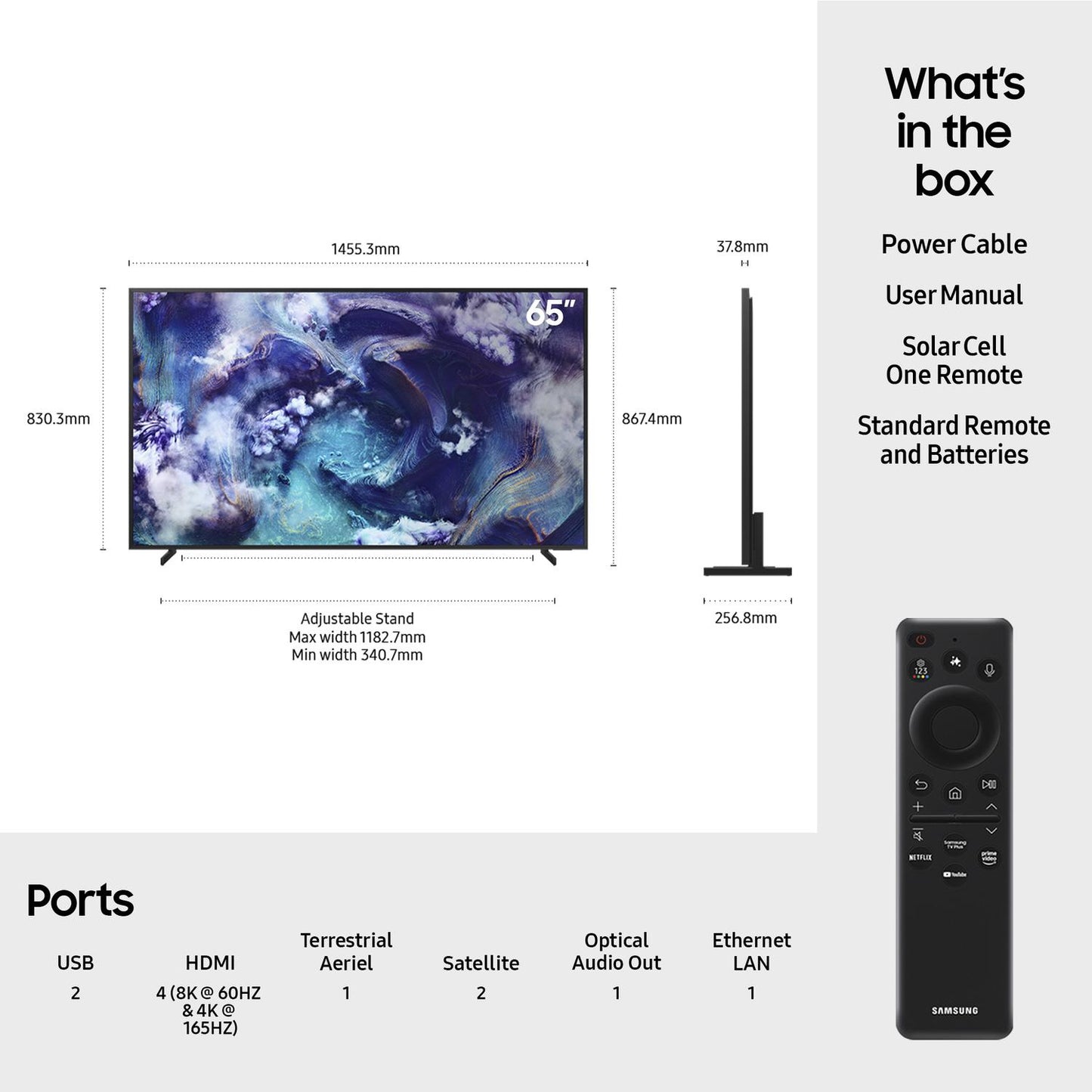 Samsung QE65QN900FTXXU 65" 8K Neo QLED Glare Free TV with 8K AI Upscaling & Dolby Atmos®