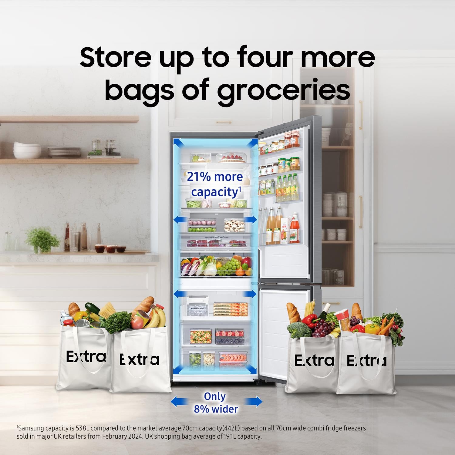 Samsung RB50DG632ES9EU 75.9cm 60/40 Frost Free Fridge Freezer - Silver