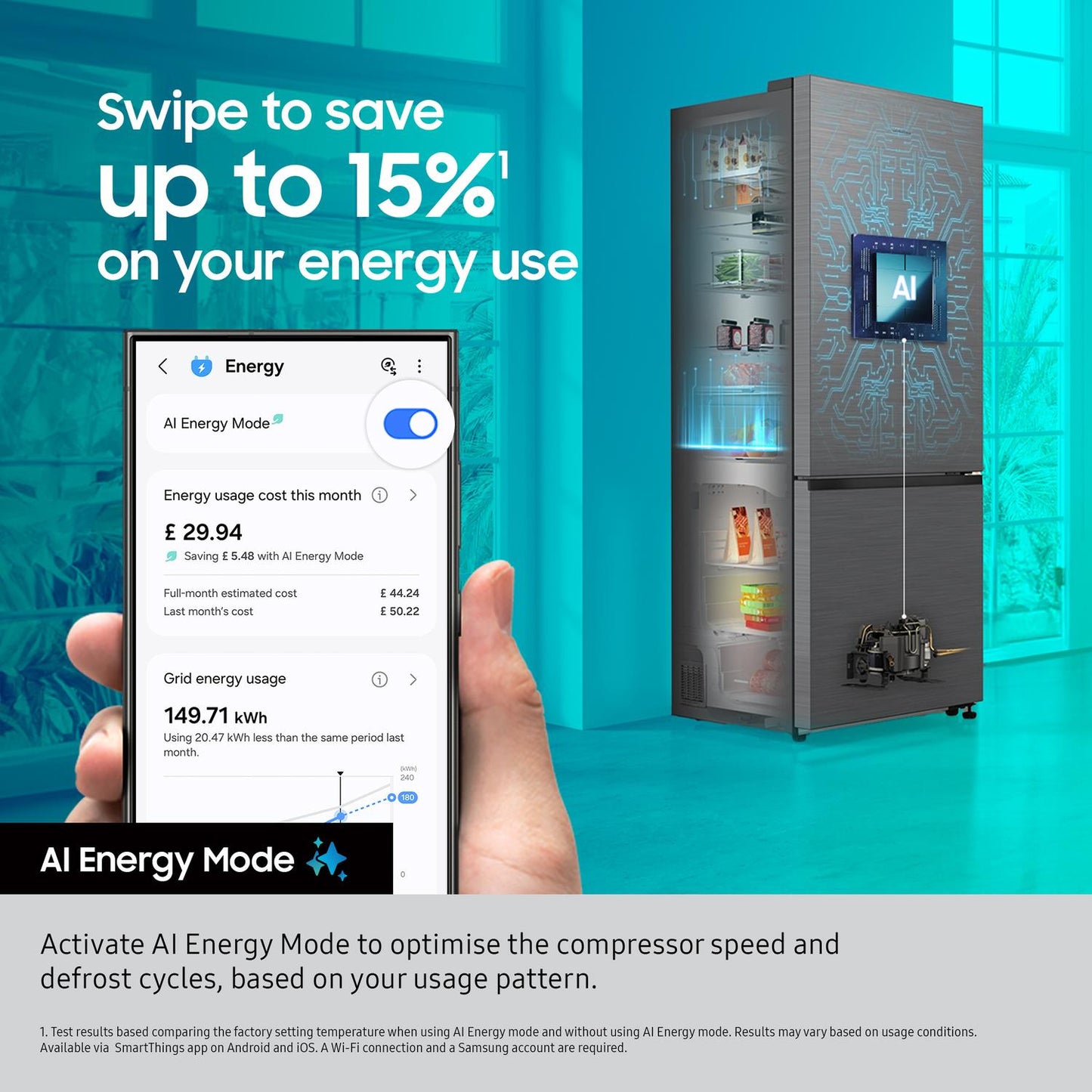 Samsung RB50DG632ES9EU 75.9cm 60/40 Frost Free Fridge Freezer - Silver