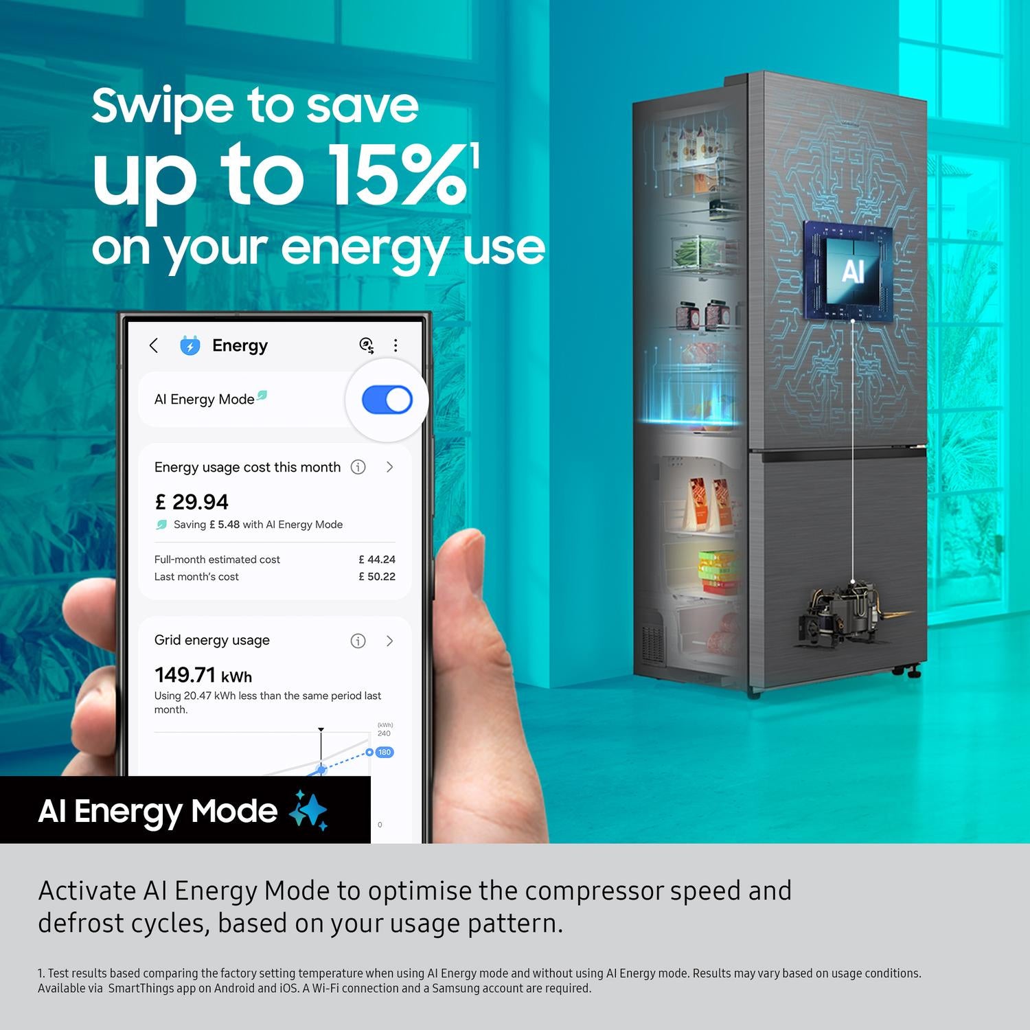 Samsung RB50DG632ES9EU 75.9cm 60/40 Frost Free Fridge Freezer - Silver