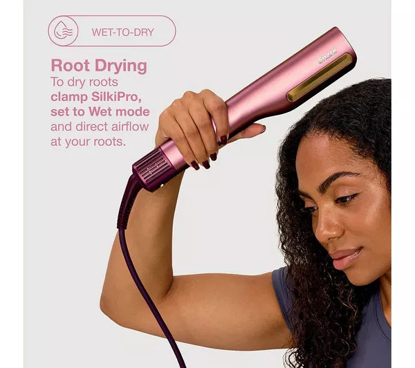 Shark HT401UKPK SilkiPro Straight Hair Straightener + Dryer in One Tool - Pink