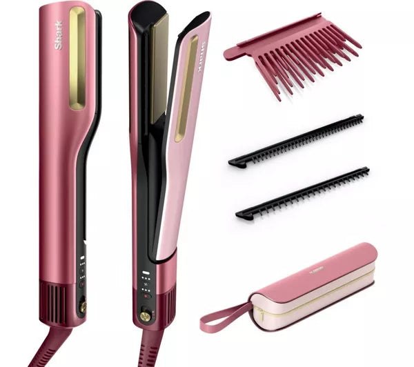 Shark HT401UKPK SilkiPro Straight Hair Straightener + Dryer in One Tool - Pink