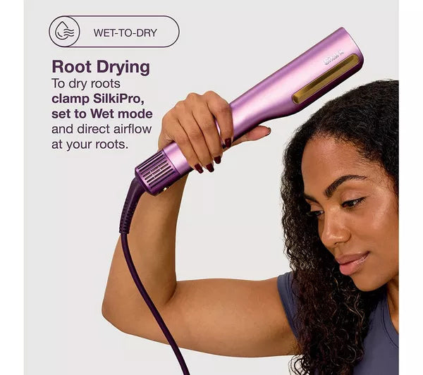 Shark HT401UKPU SilkiPro Straight Hair Straightener + Dryer in One Tool - Purple