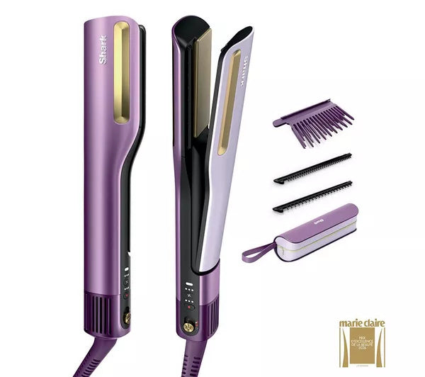 Shark HT401UKPU SilkiPro Straight Hair Straightener + Dryer in One Tool - Purple