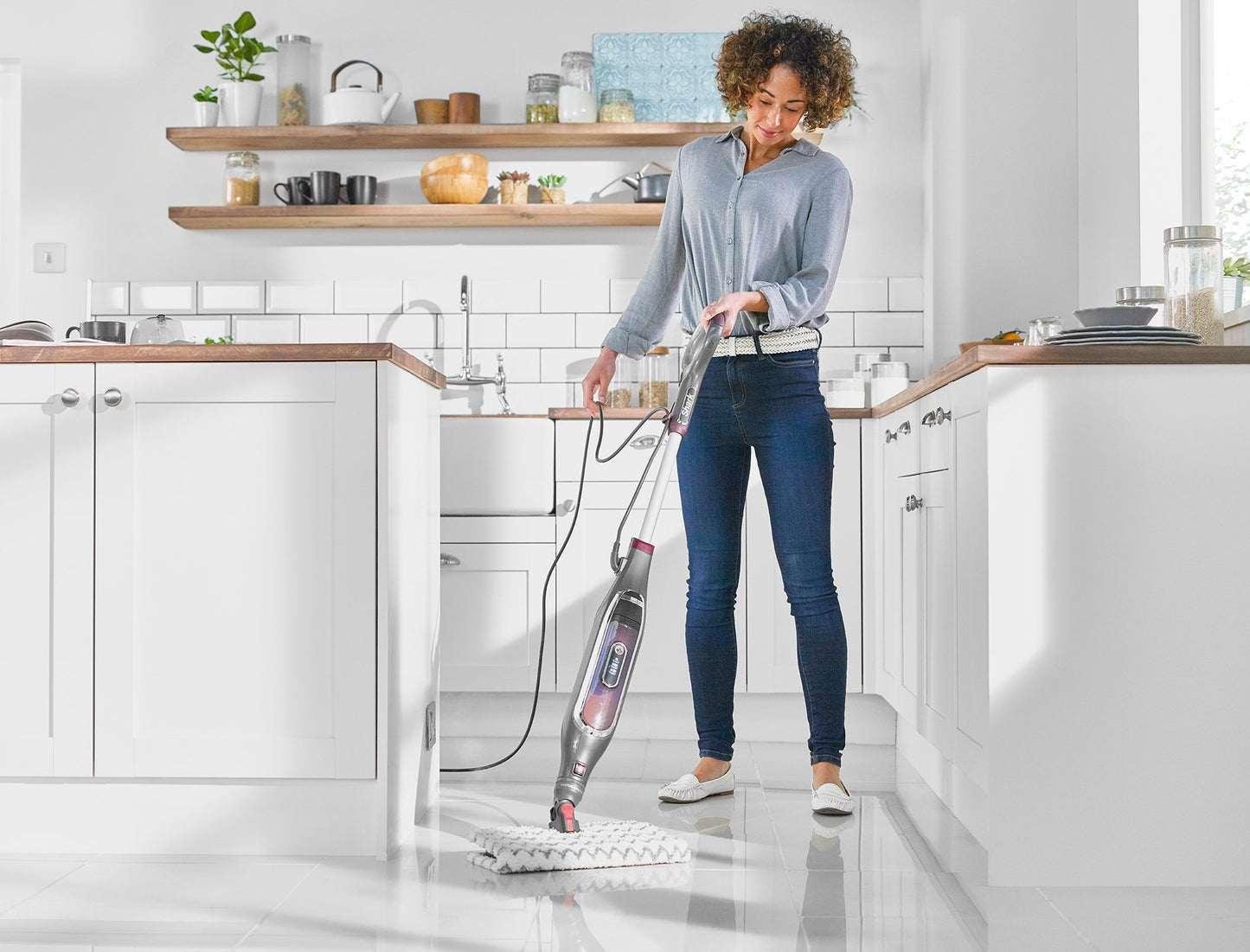 Shark S6003UK Klik n'Flip Automatic Steam Pocket Mop - Shark Steel Grey/Bordeaux