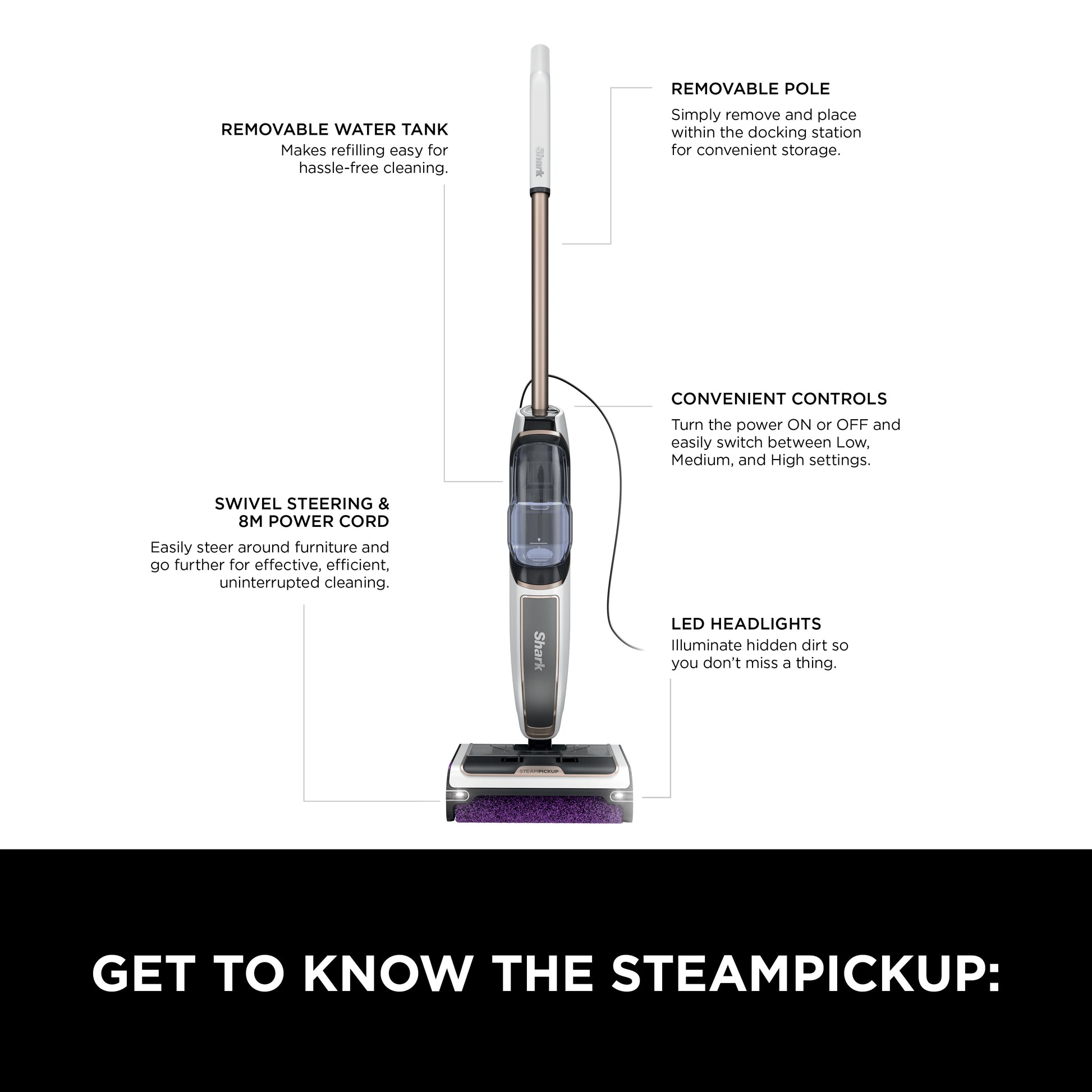 Shark SD200UK SteamPickUp Hard Floor Cleaner - White