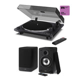 Sharp RPTT100CPSS30 Pair of Wireless Bookshelf Speakers with Automatic Bluetooth Turntable - Black