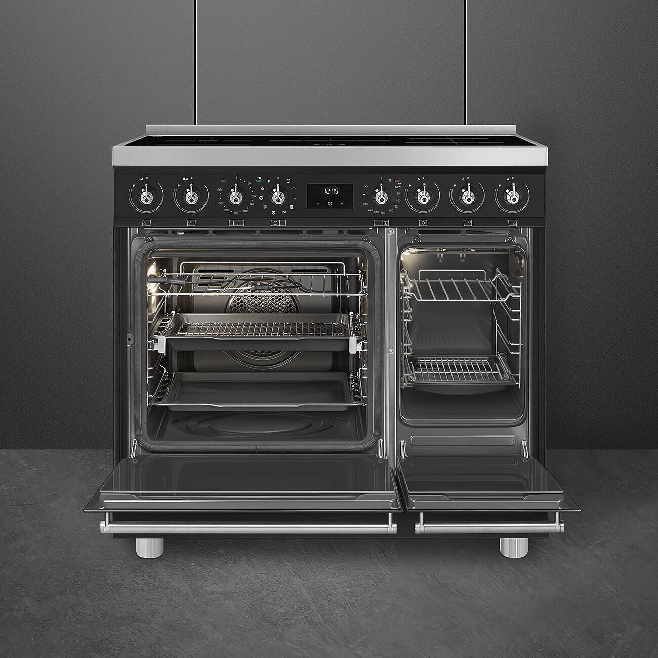 Smeg C92IPMB2 85.3cm Electric Rangecooker with Double Oven and Induction Hob - Matte Black