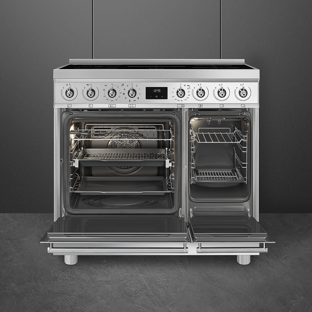 Smeg C92IPX2 85.3cm Electric Rangecooker with Double Oven and Induction Hob - Stainless steel
