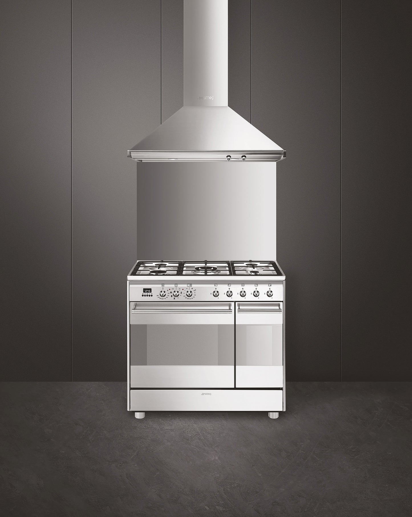 Smeg SCB92MX8 79.7cm Dual Fuel Rangecooker with Double Oven and Gas Hob - Stainless steel