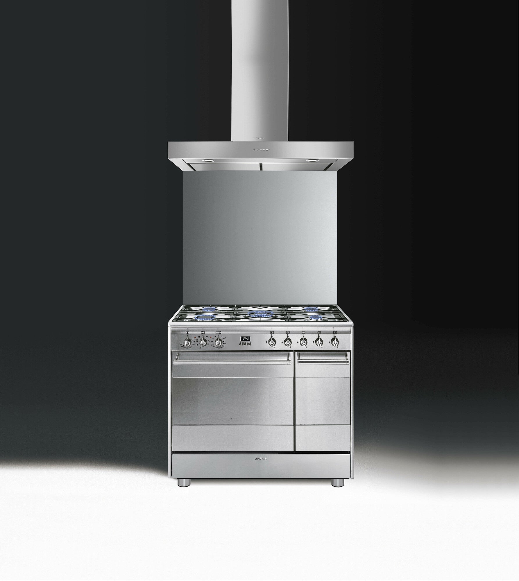 Smeg SCB92MX8 79.7cm Dual Fuel Rangecooker with Double Oven and Gas Hob - Stainless steel